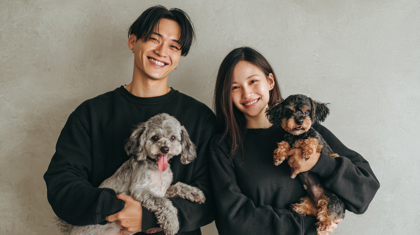 カップルと愛犬たち