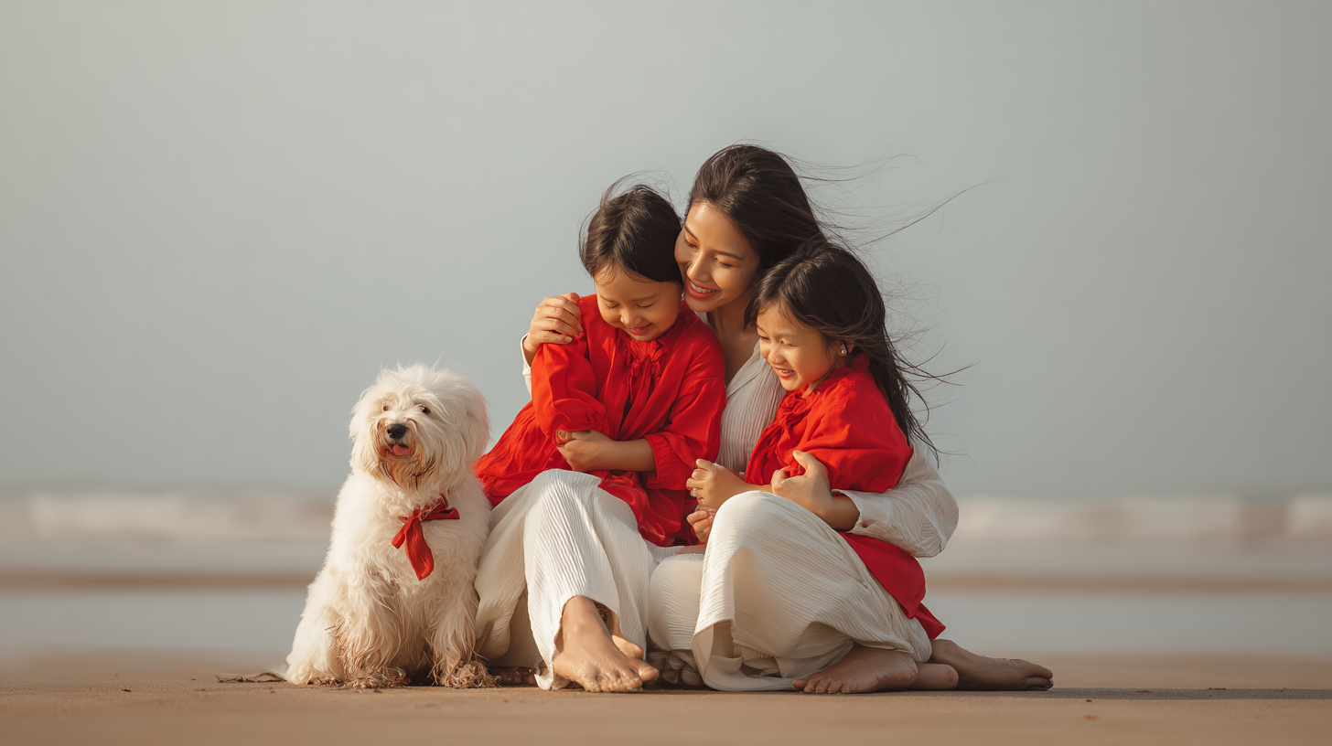 家族と愛犬の穏やかな時間